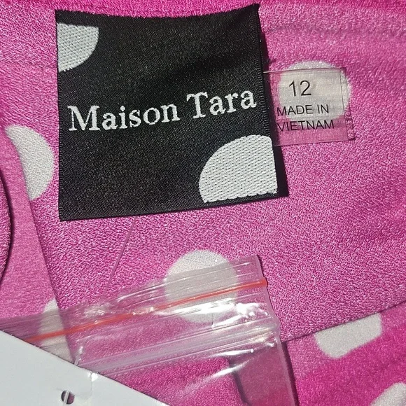 Maison Tara Pink Polka Dot Dress Size 12 NWT - Picture 9 of 11